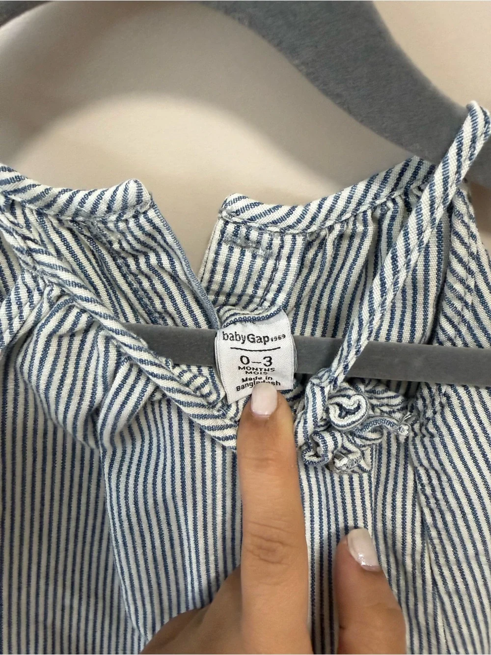 Striped Baby Romper in Blue and White